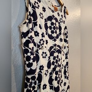 Vintage Tory Burch White with Navy Floral Dress